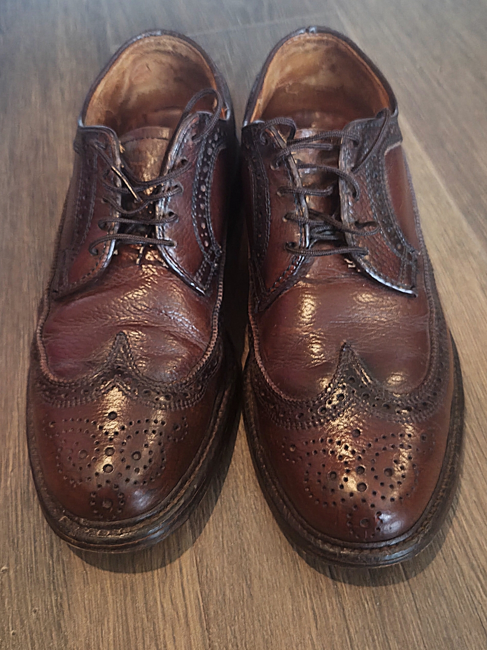 Vintage Florsheim Imperial Kenmoor Brown Pebble Grain Shortwing 7.5 D
